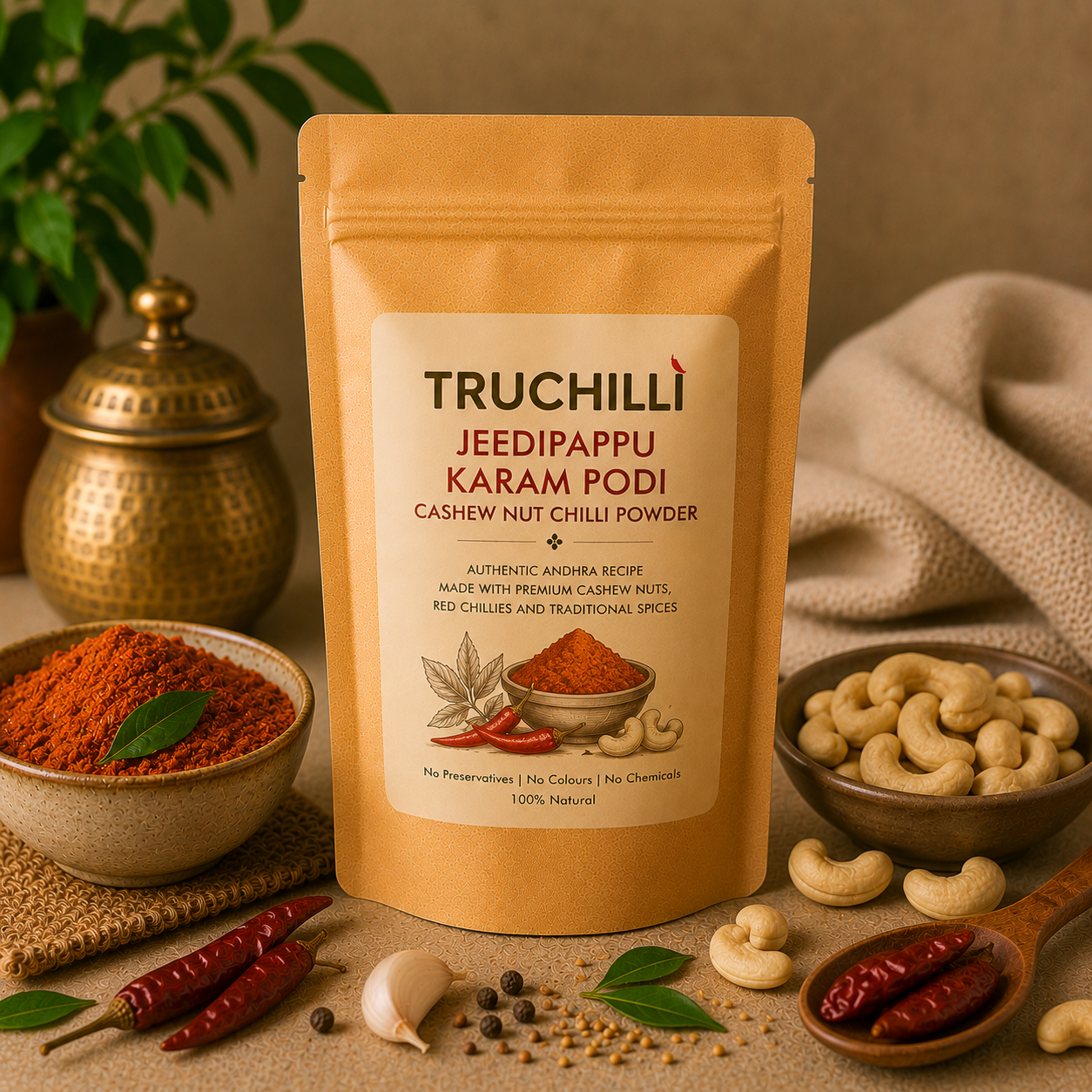 CASHEW CHILLI POWDER / JEEDIPAPPU KARAM PODI