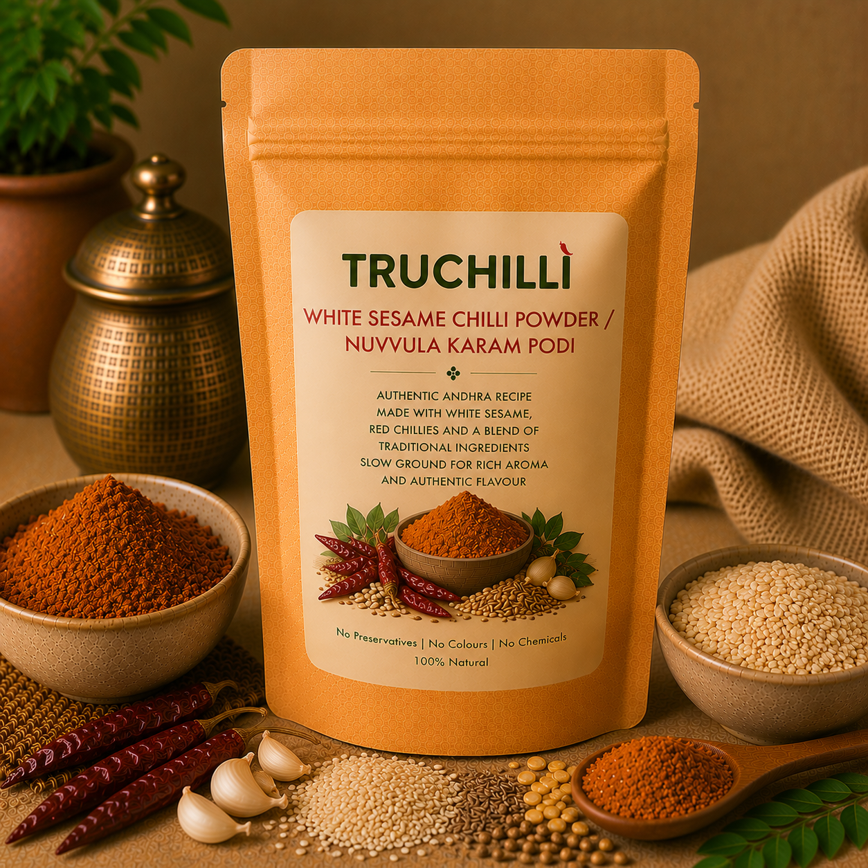 WHITE SESAME SEEDS CHILLI POWDER / NUVVULA KARAM PODI